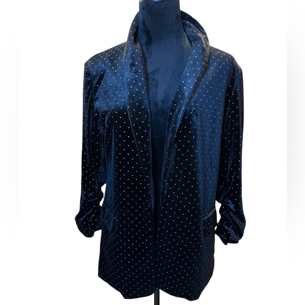 Black Velvet Jacket Blazer Jules & Leopold Gold Dots Size Women's Medium NWT